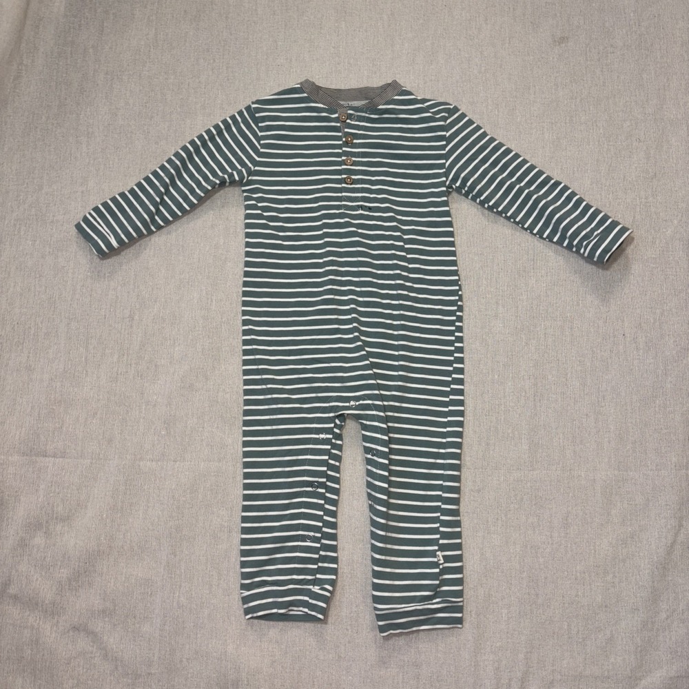 Me Henry Baby Boy Overall One Piece Snap Stripes‎ Green White Cotton Size 18-24m
